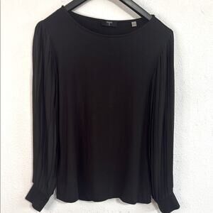 Tahari Women Black Pleated Long Sleeve Blouse Size Small